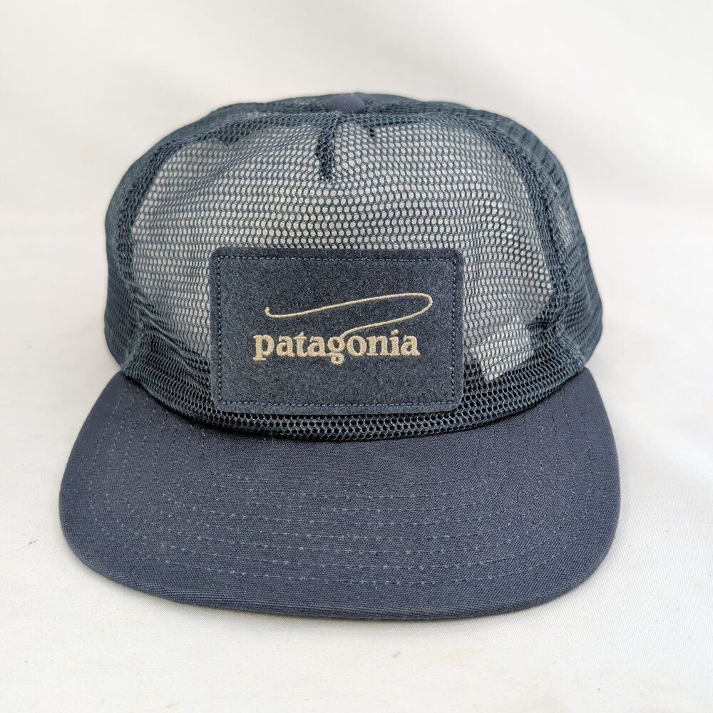 Patagonia Fly Catcher Trucker Hat Snapback Mesh Fly Fishing Navy Blue Logo Patch